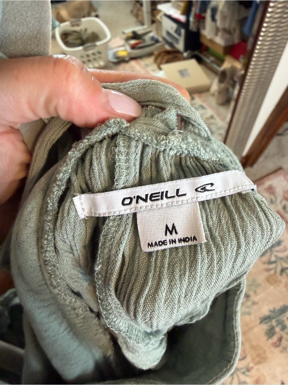 O'Neill Sage Green Smocked Halter Tank - Picture 4 of 4